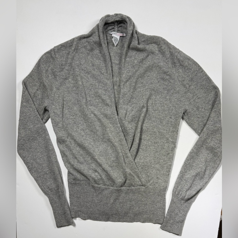Evelyn Grace Gray Open Front Cardigan 100% CASHMERE ✅